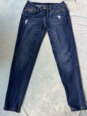 White House Black Market Embellished Distressed Girlfriend Jeans 2